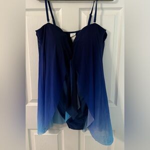 Stylish Blue Ombre Women's One-Piece Swimdress
